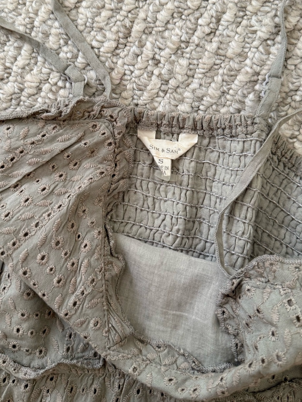 Vici Gray Eyelet Peplum Cami Top - Picture 4 of 5